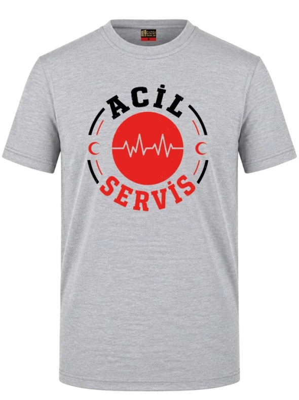 Emergency Service Health Printed Short Sleeve Grey Melange T-Shirt (100% Cotton Jersey Fabric)