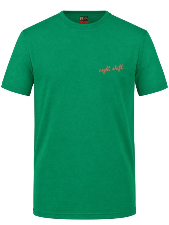 Night Shift Printed Short Sleeve Brazil Green T-Shirt (100% Cotton Jersey Fabric)