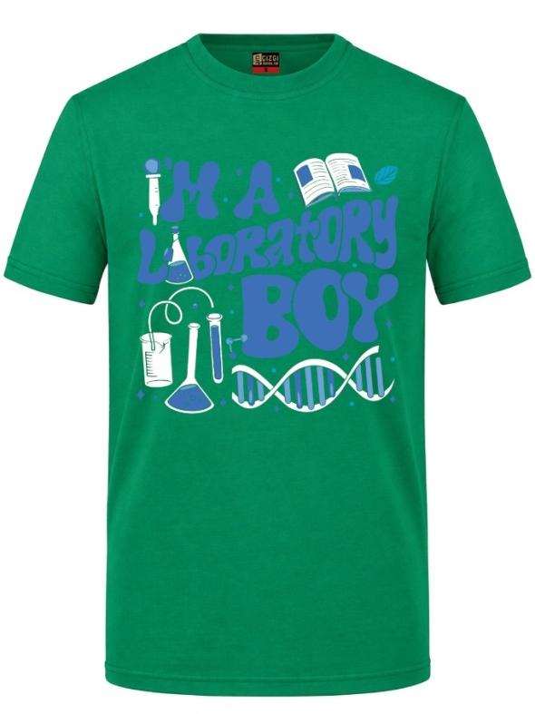 Laboratory Boy Baskılı Kısa Kol Brezilya Yeşili Tişört (%100 Pamuk Penye Kumaş)
