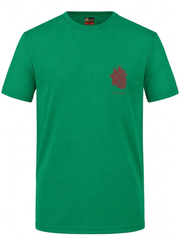 Anatomisches Herz Bedrucktes Kurzarm T-Shirt in Brasilgrün (100% Baumwoll-Jersey)