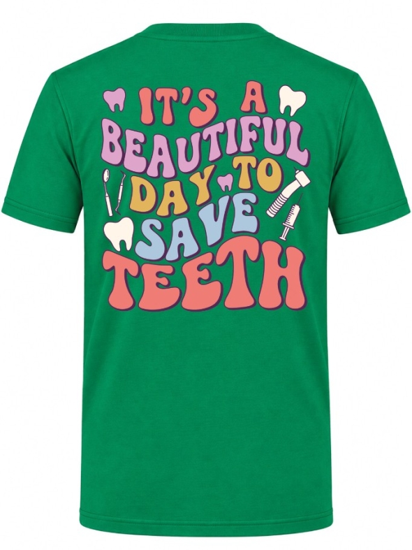 Save Teeth Baskılı Kısa Kol Brezilya Yeşili Tişört (%100 Pamuk Penye Kumaş)