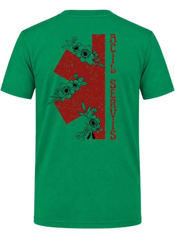 Vintage Emergency Service Printed Short Sleeve Brazil Green T-Shirt (100% Cotton Jersey Fabric)