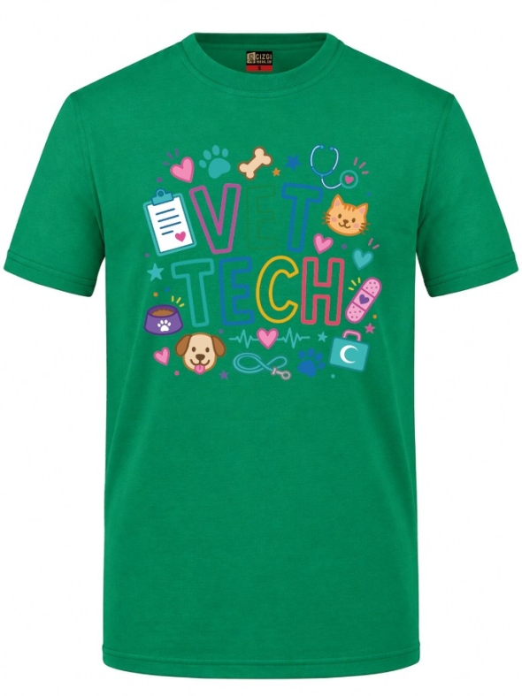Vet Tech Printed Short Sleeve Brazil Green T-Shirt (100% Cotton Jersey Fabric)