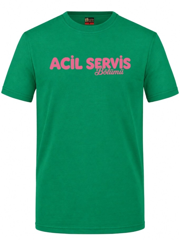 Emergency Service Cafe Printed Short Sleeve Brazil Green T-Shirt (100% Cotton Jersey Fabric)