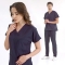 Lacivert Dr. Greys Doktor Hemşire Medikal Scrubs Takım Lüks Likralı Kumaş