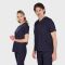 Navy Blue Classic Surgical Collar Scrubs Suit (Thin Fabric)