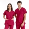 Vişne Dr. Greys Doktor Hemşire Medikal Scrubs Takım Lüks Likralı Kumaş