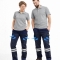 Dunkelblau 3 cm Doppelreihe Reflektierende Stretch-Gabardin Arbeits Hose