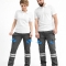 Anthrazit 3 cm Doppelreihe Reflektoren Stretch Gabardine Arbeits Hose