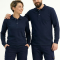 Dunkelblaues Polo-Kragen Langarm-Arbeits-Sweatshirt aus Lacoste-Stoff
