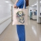 Botanical Stethoscope Printed Canvas Bag, Medium Size - Cream