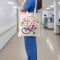 Bouquet Stethoscope Printed Canvas Bag, Medium Size - Cream
