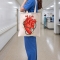 Heart Stethoscope Printed Canvas Bag, Medium Size - Cream