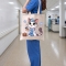 Cute Doctor Cat Printed Tote Bag, Medium Size - Cream