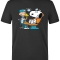 Cute Dentist Cartoon Printed Short Sleeve Black T-Shirt (100% Cotton Jersey Fabric)