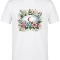 Botanical Nurse Cap Printed Short Sleeve White T-Shirt (100% Cotton Jersey Fabric)