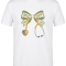 Floral Bow and Stethoscope Printed Short Sleeve White T-Shirt (100% Cotton Jersey Fabric)