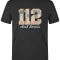 Floral Pattern 112 Emergency Service Printed Short Sleeve Black T-Shirt (100% Cotton Jersey Fabric)