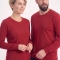 Rotes Rundhals-Langarm-T-Shirt aus 100 % Baumwoll-Jersey