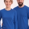 Saxe-blaues Rundhals-Langarm-T-Shirt aus 100 % Baumwoll-Jersey