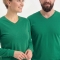Brasilgrünes Langarm-T-Shirt mit V-Ausschnitt aus 100 % Baumwoll-Jersey
