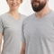 Grau-meliertes Kurzarm-T-Shirt mit V-Ausschnitt aus 100 % Baumwoll-Jersey