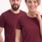 Bordeauxrotes Kurzarm-T-Shirt aus 100 % Baumwoll-Jersey