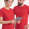 Rotes Kurzarm-T-Shirt aus 100 % Baumwoll-Jersey