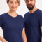Navyblaues Kurzarm-T-Shirt aus 100 % Baumwoll-Jersey