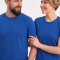 Saxe-blaues Kurzarm-T-Shirt aus 100 % Baumwoll-Jersey