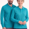 Бирюзовый свитшот с длинным рукавом и воротником-поло из ткани Lacoste