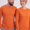 Oranges Rundhals-Langarm-T-Shirt aus 100 % Baumwoll-Jersey