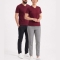 Burgundy 100% Cotton Jersey V-Neck Short Sleeve T-Shirt