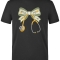 Blumenschleife und Stethoskop Bedrucktes Kurzarm T-Shirt in Schwarz (100% Baumwoll-Jersey)