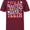 Save Teeth Baskılı Kısa Kol Bordo Tişört (%100 Pamuk Penye Kumaş)